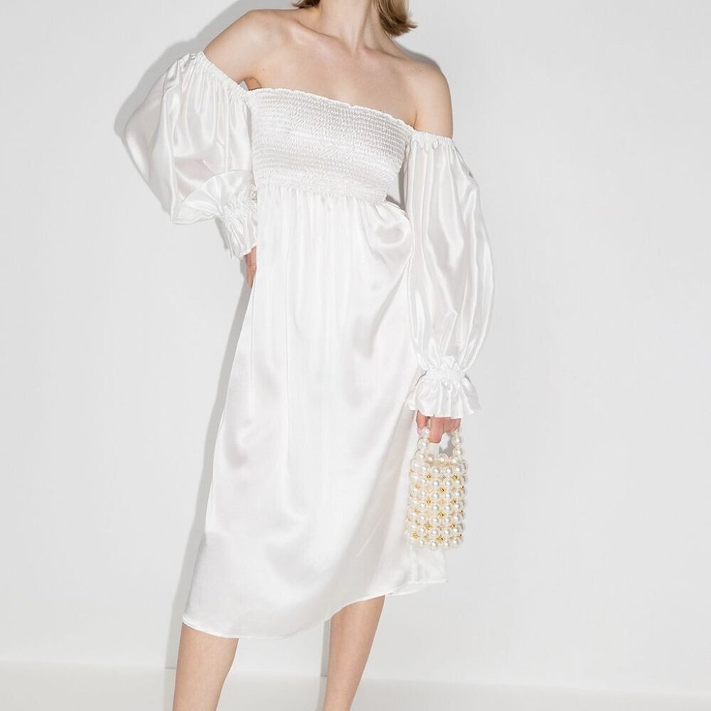 NWT Sleeper Womens Atlanta Silk Dress Small White - rehearsal dinner bridal